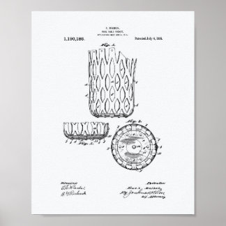 Pool Table Pocket 1916 Patent Art - Weißbuch Poster