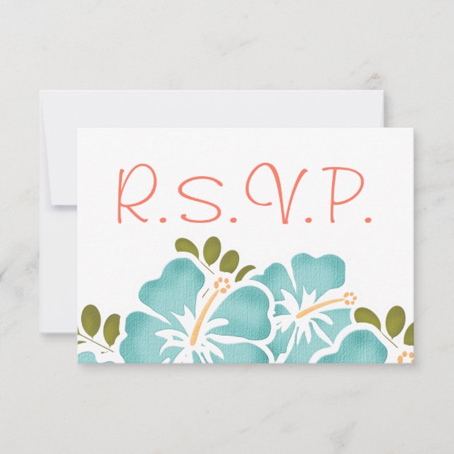 POOL UND KORALE HIBISKUS UAWG WEDING RESPONSE CARD RSVP KARTE (Vorderseite)