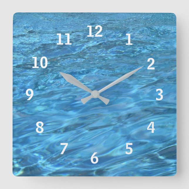 Pool Waters Wall Clock Quadratische Wanduhr (Vorderseite)