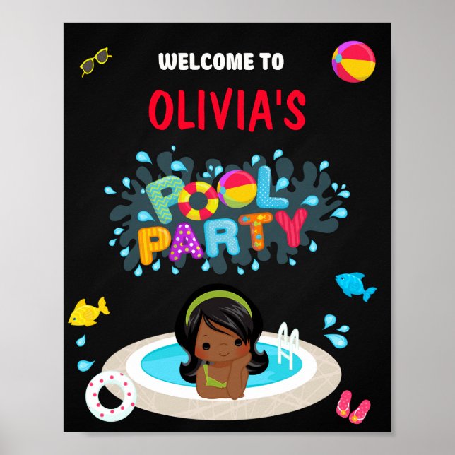 Pool willkommen Party-Schild Girl Beachvolleyball  Poster (Vorne)