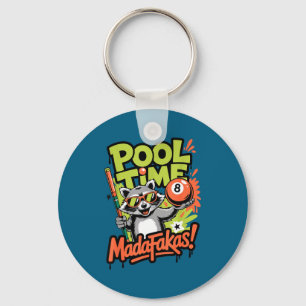 Pool-Zeit Madafakas lustiger Waschbär Billardspiel Schlüsselanhänger