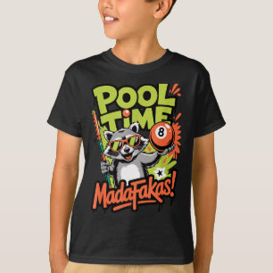 Pool-Zeit Madafakas lustiger Waschbär-Billardspiel T-Shirt
