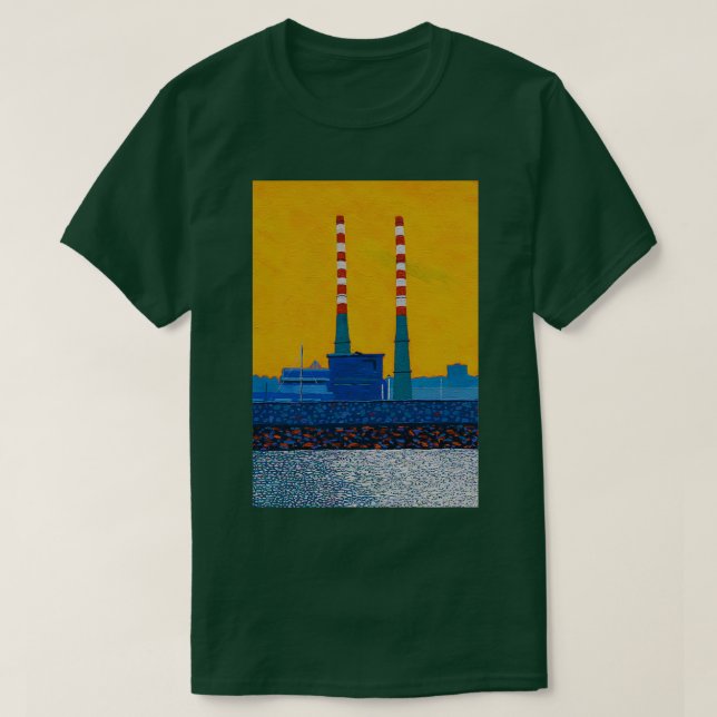 Poolbeg Chimneys Dublin Irland T-Shirt (Design vorne)