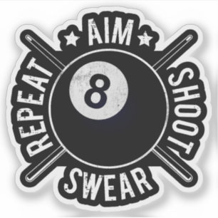 Poolbillardspieler Ziel Schießen Wiederholen 8 Bal Aufkleber