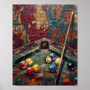 Poolbillardtisch Kunst Vintage-Gemälde Poster