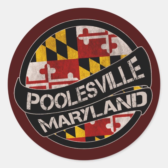 Poolesville Maryland-Flaggengrundierung Runder Aufkleber (Vorderseite)
