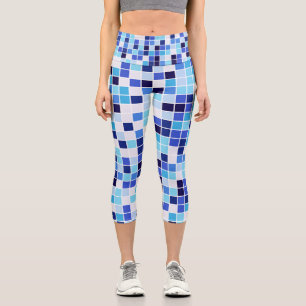 Poolfliesen, Blaue Mosaikfliesen, Geometrisches Mu Capri Leggings