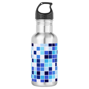 Poolfliesen, Blaue Mosaikfliesen, Geometrisches Mu Edelstahlflasche