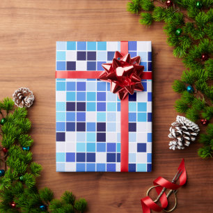 Poolfliesen, blaue Mosaikfliesen, geometrisches Mu Geschenkpapier