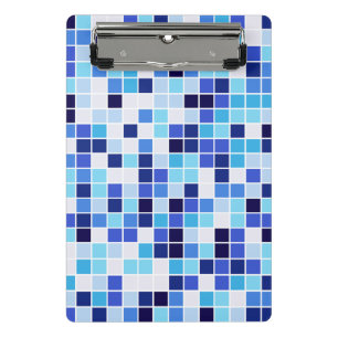 Poolfliesen, Blaue Mosaikfliesen, Geometrisches Mu Mini Klemmbrett