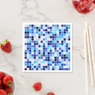 Poolfliesen, Blaue Mosaikfliesen, Geometrisches Mu Serviette