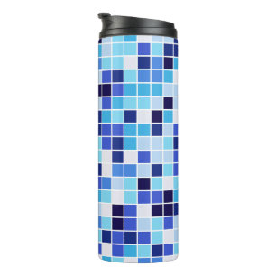 Poolfliesen, Blaue Mosaikfliesen, Geometrisches Mu Thermosbecher