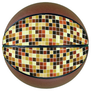 Poolfliesen, braune Mosaikfliesen, geometrisches M Basketball