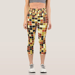 Poolfliesen, braune Mosaikfliesen, geometrisches M Capri Leggings