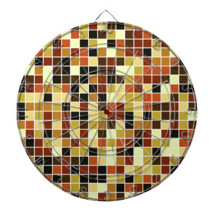Poolfliesen, braune Mosaikfliesen, geometrisches M Dartscheibe
