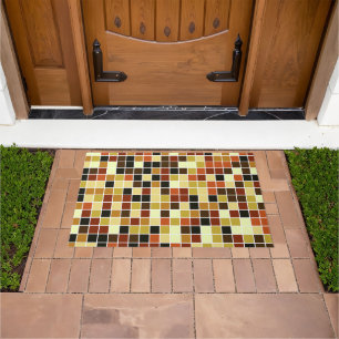 Poolfliesen, braune Mosaikfliesen, geometrisches M Fußmatte