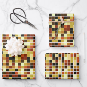 Poolfliesen, braune Mosaikfliesen, geometrisches M Geschenkpapier Set