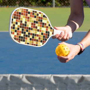 Poolfliesen, braune Mosaikfliesen, geometrisches M Pickleball Schläger
