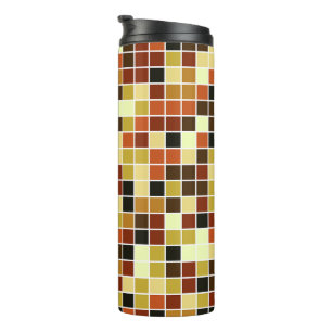 Poolfliesen, braune Mosaikfliesen, geometrisches M Thermosbecher