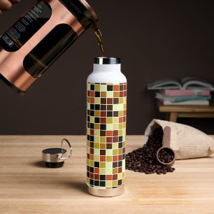 Poolfliesen, braune Mosaikfliesen, geometrisches M Trinkflasche
