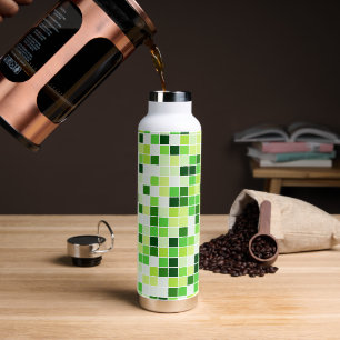 Poolfliesen, grüne Mosaikfliesen, geometrisches Mu Trinkflasche
