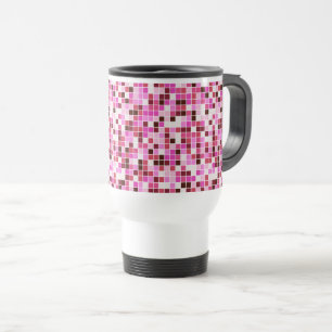 Poolfliesen, rosa Mosaikfliesen, geometrisches Mus Reisebecher