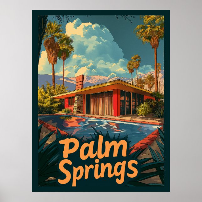 Poolparadies: Ein Retro-Palmsprings Poster (Vorne)