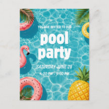 Poolparty-Einladung Flamingo Tropischer Spaß