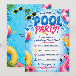 Poolparty-Einladung Helle Sommer Editable Einladung