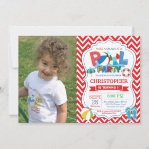 Poolparty-Einladung Roter Spritzwasser-Junge Einladung
