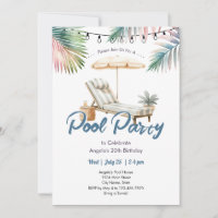 Poolparty Einladung zum Geburtstag für Erwachsene