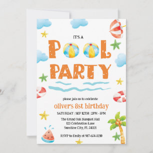 Poolparty für Kinder, Schwimmparty-Einladung  Einladung