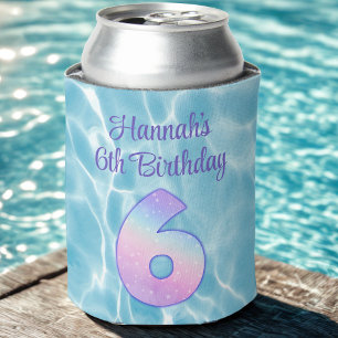 Poolparty für Kinder Sommer 6. Geburtstag Dosenkühler