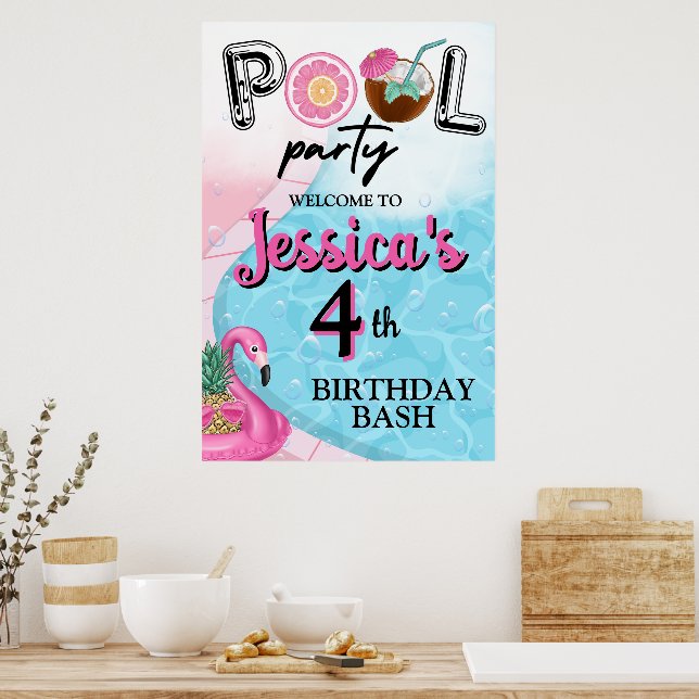Poolparty hell und bunt  poster (Küche)