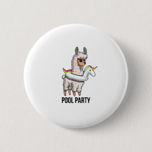 Poolparty Lama Einhorn Schwimmshirt Lustiges Lama Button