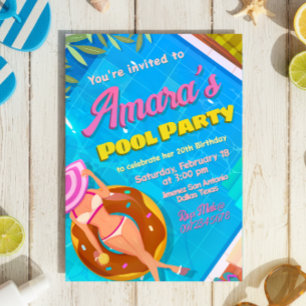 Poolparty-Mädchen-Einladung Einladung