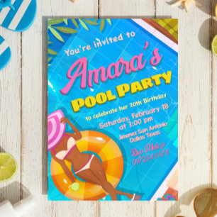 Poolparty-Mädchen-Einladung Einladung