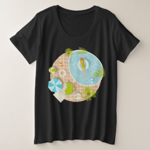 Poolparty Mädchen im Bikini Sommer Strand Große Größe T-Shirt