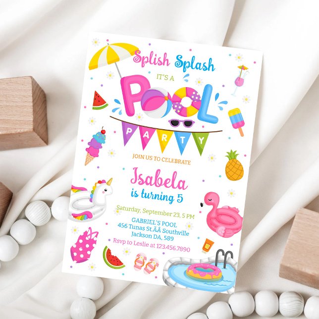Poolparty Planschen Sommer Strand Geburtstag  Einladung (Von Creator hochgeladen)