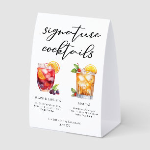 Poolparty-Signaturencocktails Hochzeitsmenü Tischaufsteller