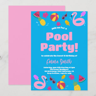 Poolparty-Sommer-Geburtstagseinladung Einladung