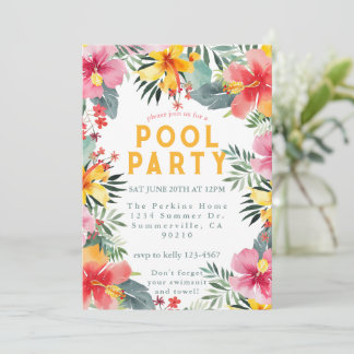 Poolparty Sommer Grillfest Einladung