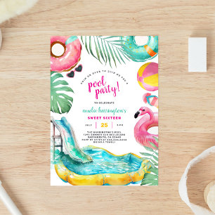 Poolparty-Sommer-Strand-Geburtstagseinladung Einladung