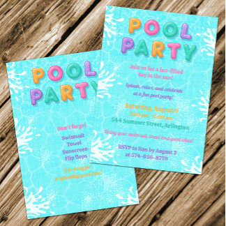 Poolparty Sommerferien Geburtstagseinladung Einladung