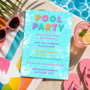 Poolparty Sommerferien Geburtstagseinladung Einladung