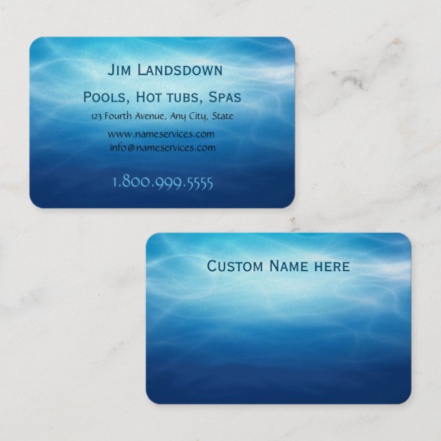 Pools Warme Wannen Wellness-Center Custom Business Visitenkarte (Vorne/Hinten)