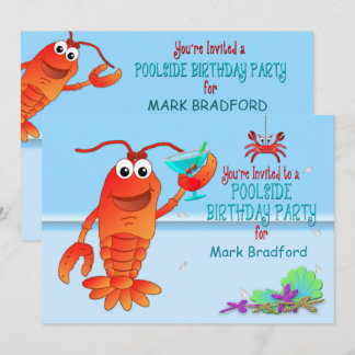 POOLSIDE BIRTHDAY PARTY INVITATION - Hummer/Drink Einladung