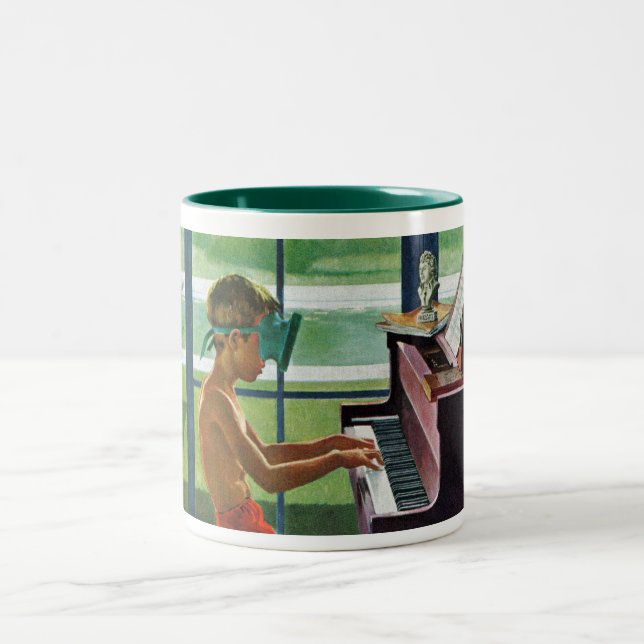 Poolside-Klavier-Praxis Zweifarbige Tasse (Mittel)