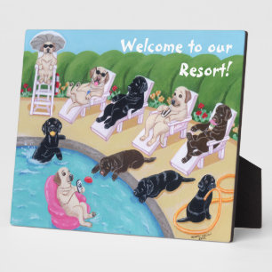 Poolside Party Labradors Malerei Fotoplatte
