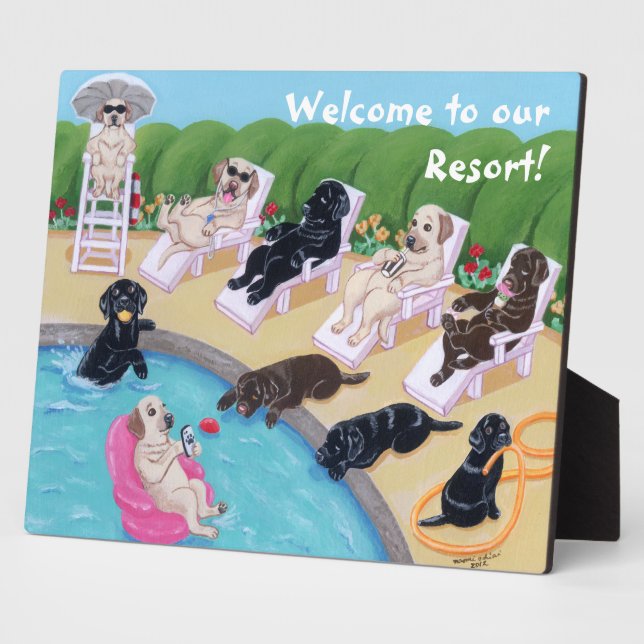 Poolside Party Labradors Malerei Fotoplatte (Seite)